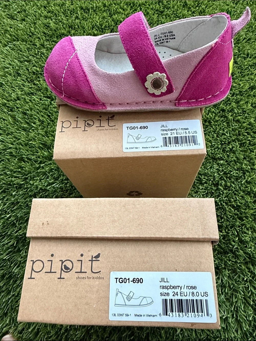 Girls Two-Tone Pink Suede Mary Jane Shoes